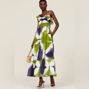 Busayo Tie Dye One Shoulder Tiered Long Moxie Dress
